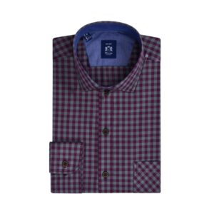 Envoy Sport Tailor fit burgundy and grey check shirt with aurora collar