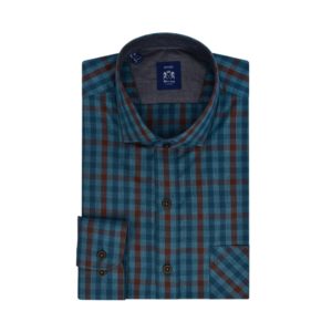 Envoy Sport Tailor fit green and burgundy check shirt with aurora collar