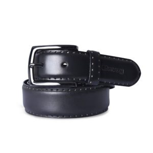 Envoy Full-grain leather Formal Black belt with embossed logo