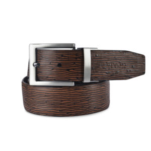 Envoy Classic Men’s Full-grain Leather Formal Black and Brown Belt with Embossed Logo