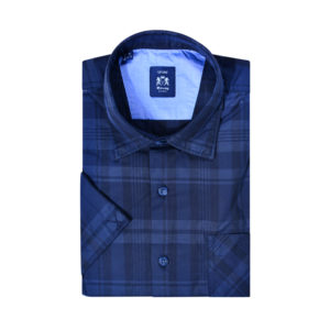 Envoy Sports Men's Shirt Raguler Fit Short Sleeve Dark Blue Check